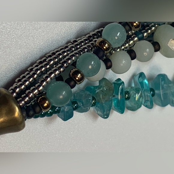 Silpada Vintage Sterling, Quartzite, Kyanite, Apatite, Brass, Seed Bead Bracelet - Picture 11 of 16
